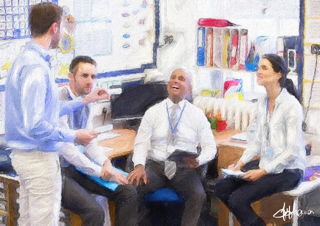 A group of teachers in the staff room