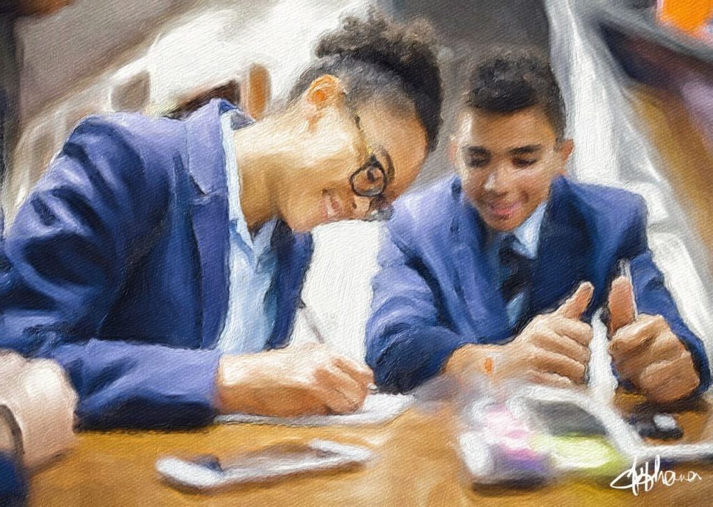 Two pupils studying together